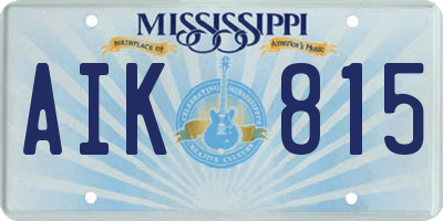 MS license plate AIK815