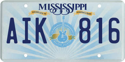MS license plate AIK816