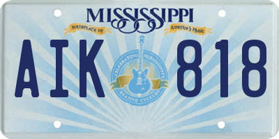 MS license plate AIK818