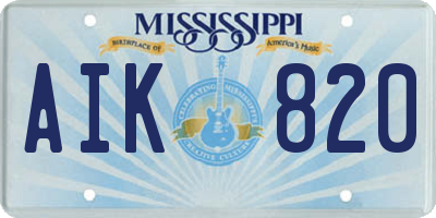 MS license plate AIK820