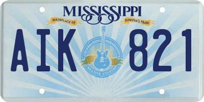 MS license plate AIK821