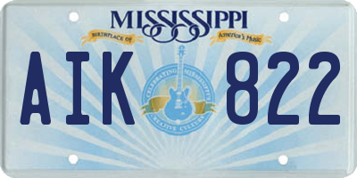 MS license plate AIK822
