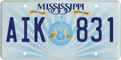 MS license plate AIK831