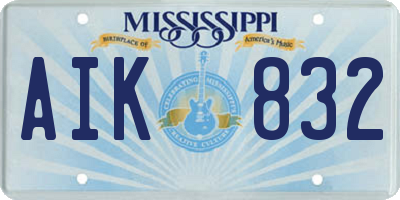 MS license plate AIK832