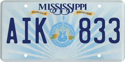 MS license plate AIK833
