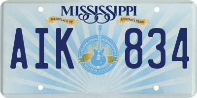 MS license plate AIK834