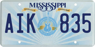 MS license plate AIK835
