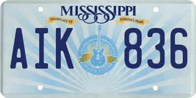 MS license plate AIK836