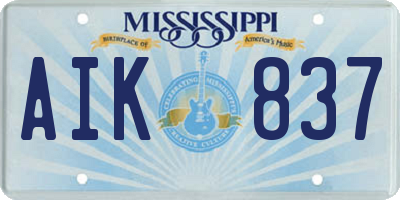 MS license plate AIK837