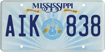 MS license plate AIK838
