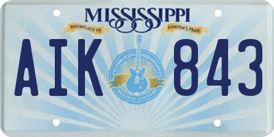MS license plate AIK843