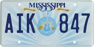 MS license plate AIK847
