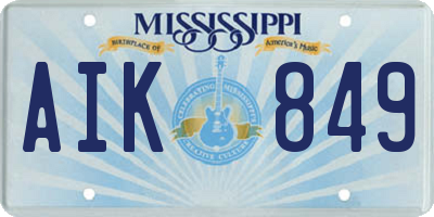 MS license plate AIK849