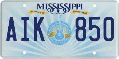 MS license plate AIK850