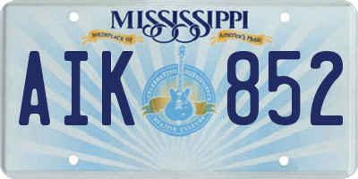MS license plate AIK852