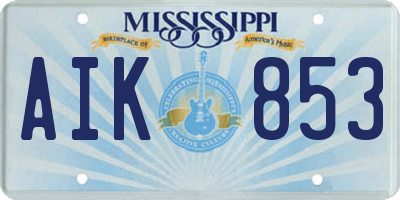 MS license plate AIK853