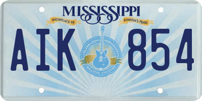 MS license plate AIK854