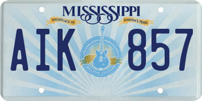 MS license plate AIK857