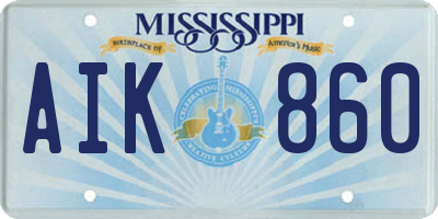 MS license plate AIK860