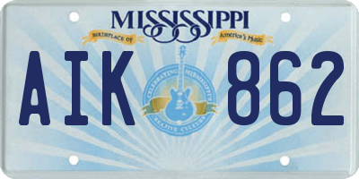 MS license plate AIK862