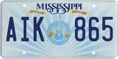 MS license plate AIK865