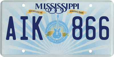 MS license plate AIK866