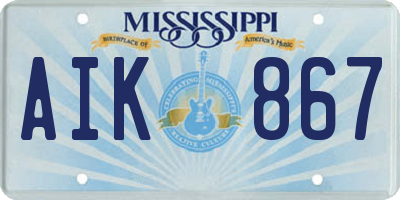 MS license plate AIK867