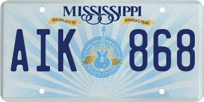 MS license plate AIK868