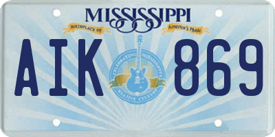 MS license plate AIK869