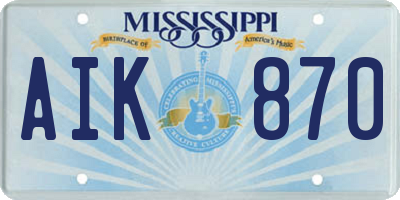 MS license plate AIK870