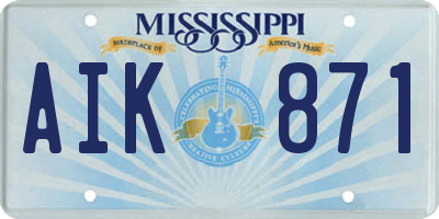 MS license plate AIK871