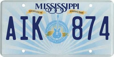 MS license plate AIK874