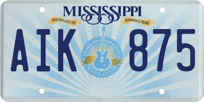 MS license plate AIK875