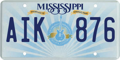 MS license plate AIK876