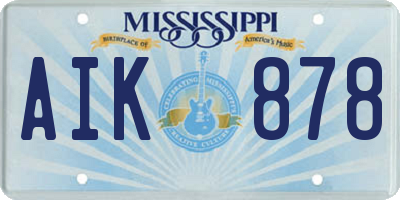 MS license plate AIK878