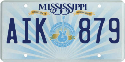 MS license plate AIK879