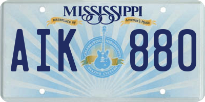 MS license plate AIK880