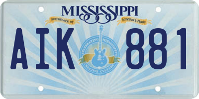 MS license plate AIK881