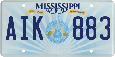 MS license plate AIK883
