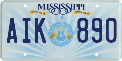 MS license plate AIK890