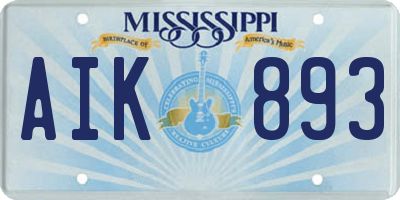 MS license plate AIK893