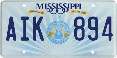 MS license plate AIK894