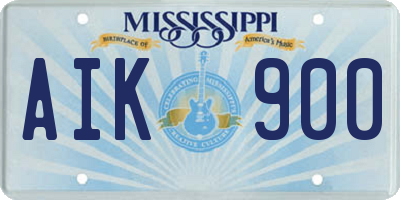 MS license plate AIK900