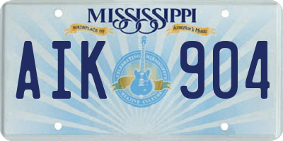 MS license plate AIK904