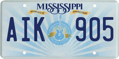 MS license plate AIK905