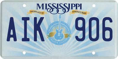 MS license plate AIK906
