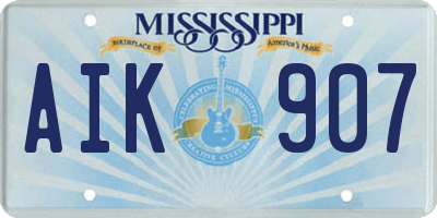 MS license plate AIK907