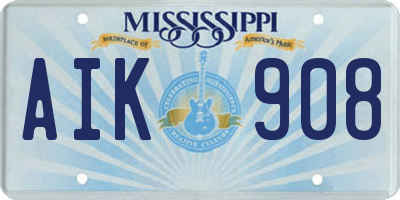 MS license plate AIK908
