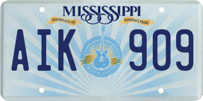 MS license plate AIK909