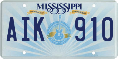 MS license plate AIK910